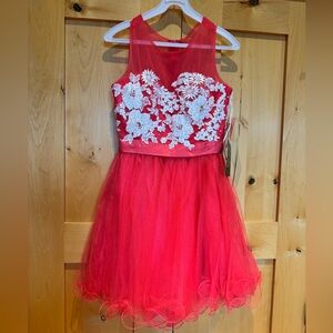 Narianna Red and White Floral Cocktail Dress